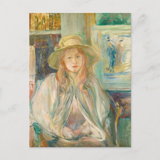 Flicka med halmhatt | Berthe Morisot Vykort (Framsida)