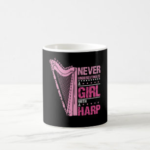 flicka med harp kaffemugg