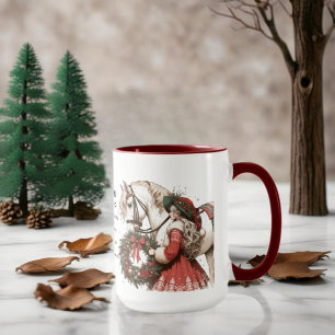 Flicka med häst och andedräkt jul kaffemugg