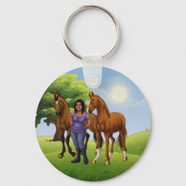 Flicka med hästar kampanj nyckelring