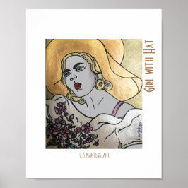 Flicka med hatt-utskrift och poster