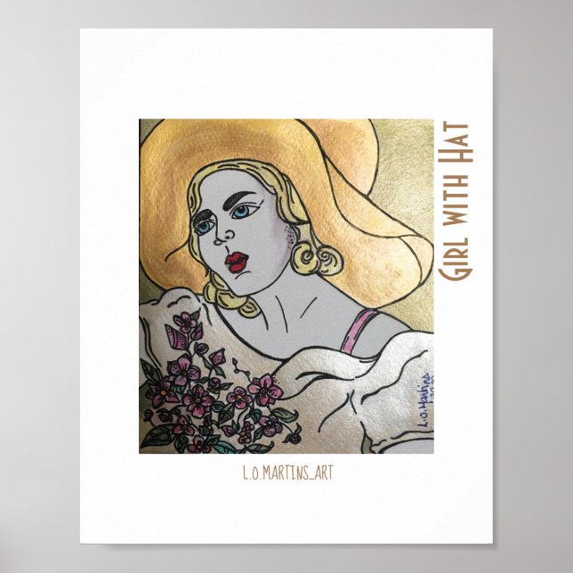 Flicka med hatt-utskrift och poster (Framsidan)