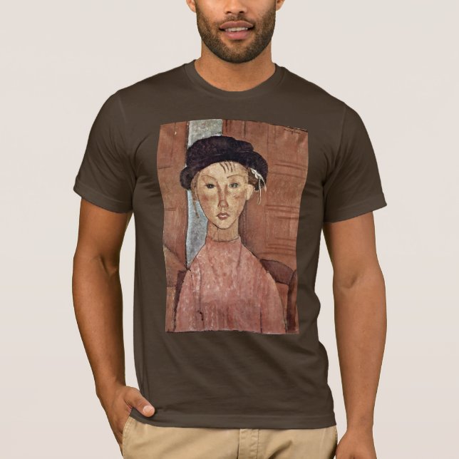 Flicka med hatten av Modigliani Amedeo Tee (Framsida)