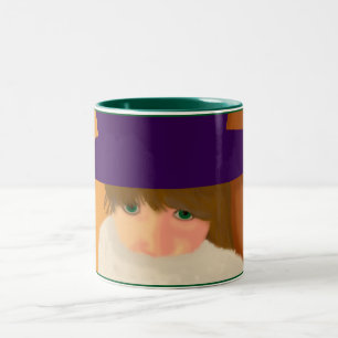 Flicka med hattmuggen Två-Tonad mugg