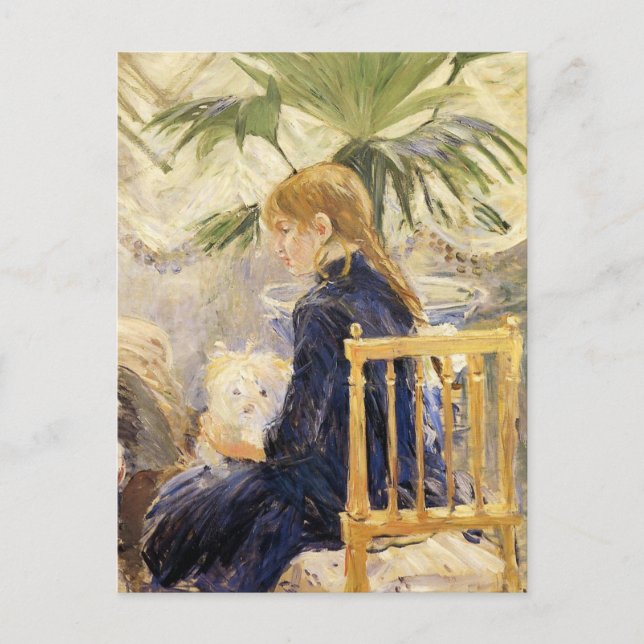Flicka med Hund av Berthe Morisot-vykort Vykort (Framsida)