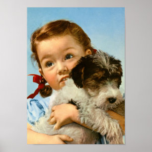 Flicka med hund i Tyskland Poster