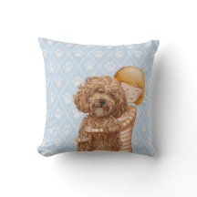 Flicka med hundmålningar/Labradoodle kärlek