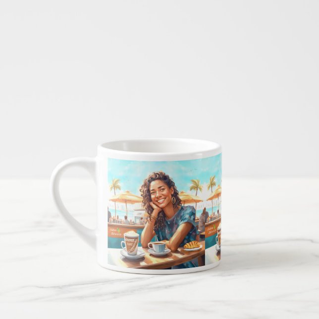 Flicka med kafferaster espressomugg (Vänster)