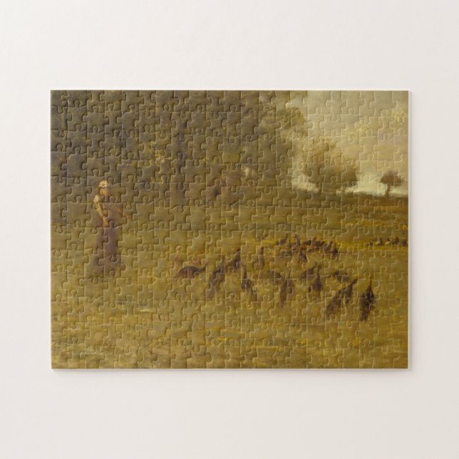 Flicka med kalkoner pussel (Horisontell)