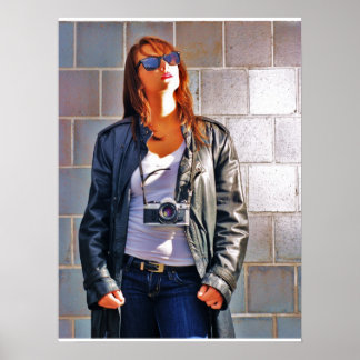 Flicka med kamera poster