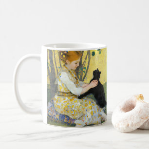Flicka med Kat-kaffe Mugg