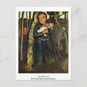 flicka med katt av Paula Modersohn-Becker Vykort