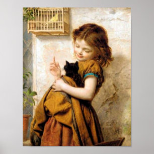 Flicka med kattaffischen poster