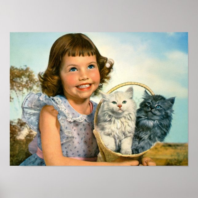 Flicka med kattungar poster (Framsidan)
