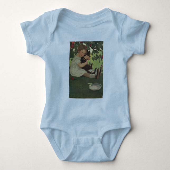 Flicka med kattunge t shirt (Framsida)