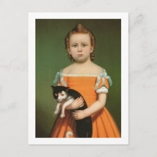 Flicka med kattunge, William Thompson Bartoll Vykort