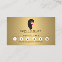 Flicka med Lash Faux Guld Salon Loyalty Card