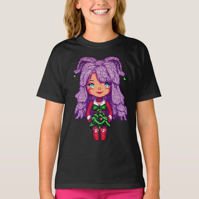 Flicka med lila hår  t shirt (Framsida)
