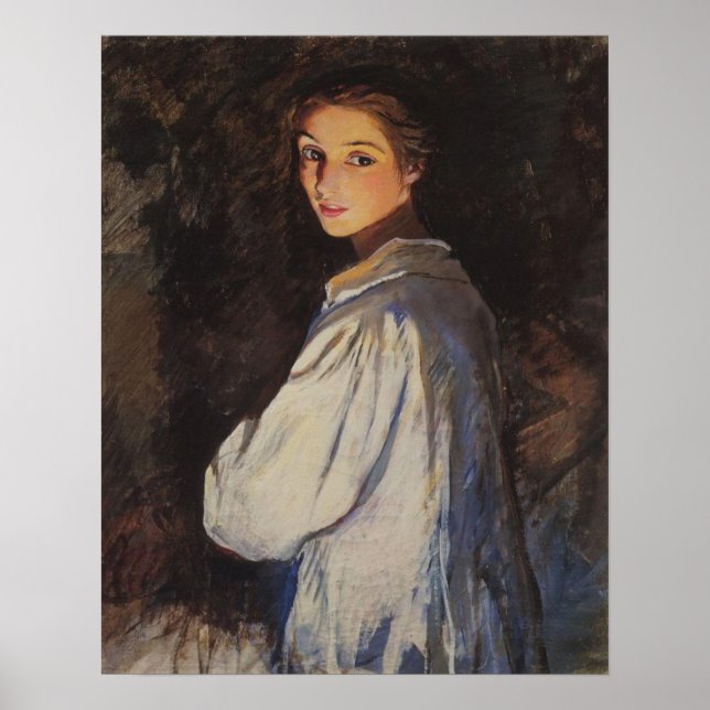 Flicka med ljus Självporträtt Poster (Framsidan)