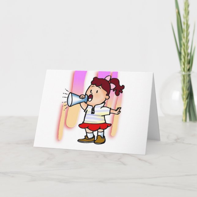 Flicka med Megafon Kort (Framsida)