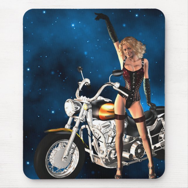 Flicka med motorcykel musmatta (Framsidan)