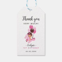 Flicka med Nappar första födelsedag Tack Presentetikett