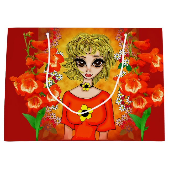 Flicka Med Orange Blus Presentpåse (Framsidan)