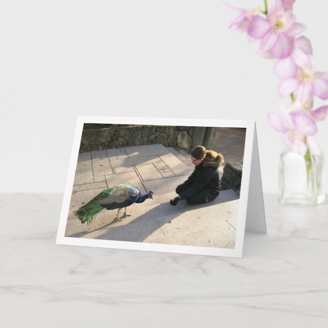 Flicka med påfågel kort (Orkide)