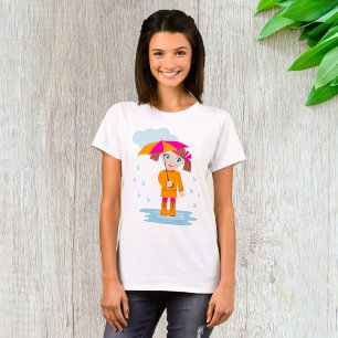 Flicka med paraply i regn Barn Regnig dag T Shirt