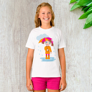 Flicka med paraply i regn Barn Regnig dag T Shirt