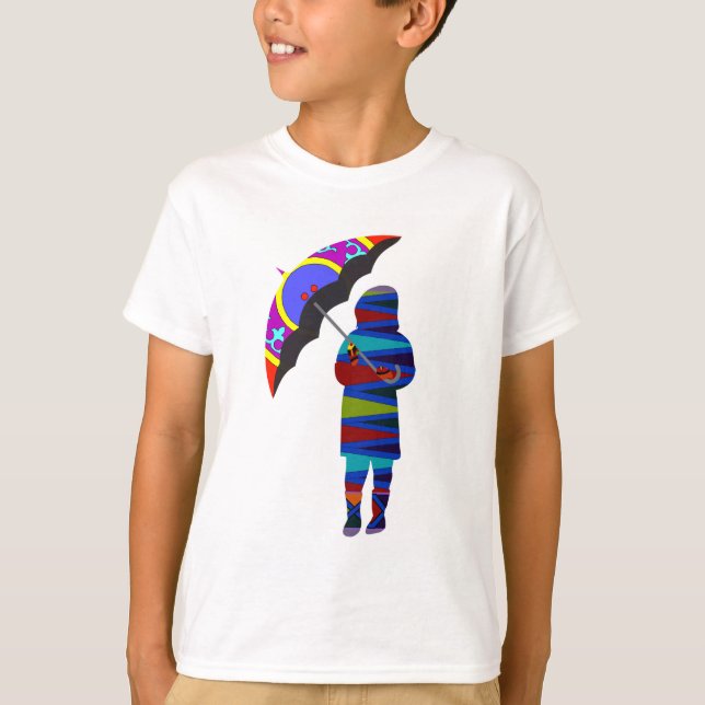 flicka med paraply t shirt (Framsida)