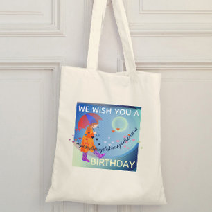 Flicka med paraplyer i Rain Cute Funny Birthday Tygkasse