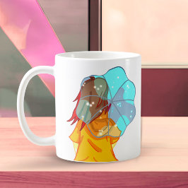 Flicka med paraplyer i Vind Teckning Kaffemugg