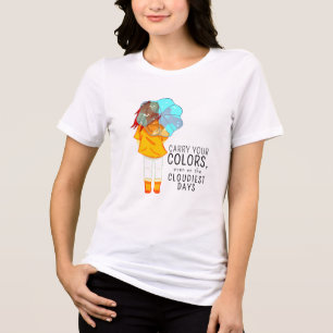 Flicka med paraplyer i Vind Teckning T Shirt