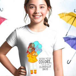 Flicka med paraplyer i Vind Teckning T Shirt