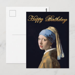 Flicka med pärlörhänge 1665 Grattis på födelsedage Vykort