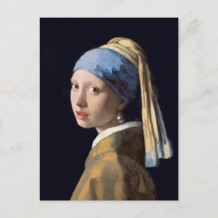 Flicka med pärlörhänge av Johannes Vermeer Affisch Vykort