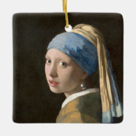 Flicka med pärlörhänge-Johannes Vermeer Konst Julgransprydnad Keramik