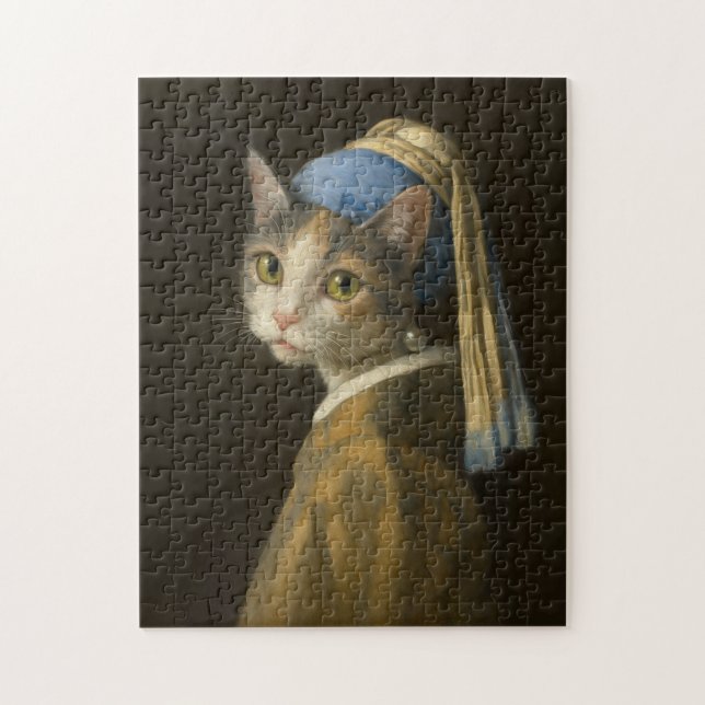 Flicka med pärlörhänge Katt                      Pussel (Vertikal)