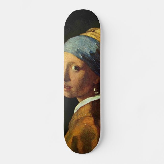 Flicka med pärlörhänget skateboard bräda 19,5 cm (Framsida)