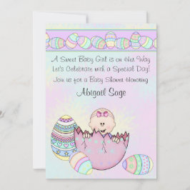 Flicka med Påskägg Baby Shower-inbjudan Inbjudningar