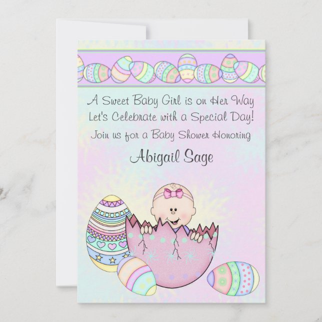 Flicka med Påskägg Baby Shower-inbjudan Inbjudningar (Framsida)