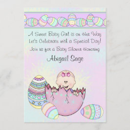 Flicka med Påskägg Baby Shower-inbjudan Inbjudningar
