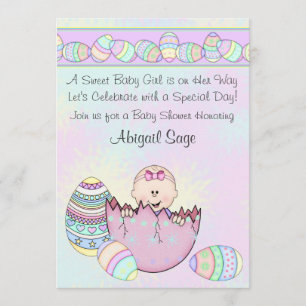 Flicka med Påskägg Baby Shower-inbjudan Inbjudningar