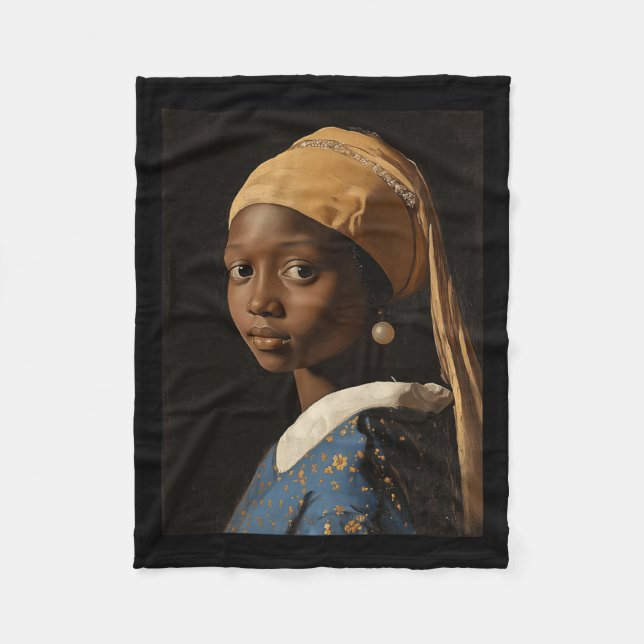 Flicka med Pearl Earring Black History Month Fleecefilt (Framsidan)