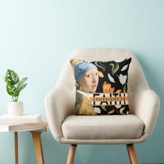 Flicka med Pearl Earring-Faith-Gult-Blommigten Kudde