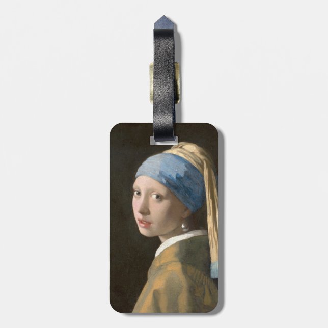 Flicka med Pearl Earring-Johannes Vermeer Art Bagagebricka (Baksidan Lodrät)