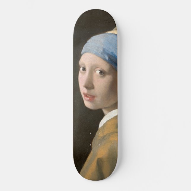 Flicka med Pearl Earring-Johannes Vermeer Art Mini Skateboard Bräda 18,5 Cm (Framsida)