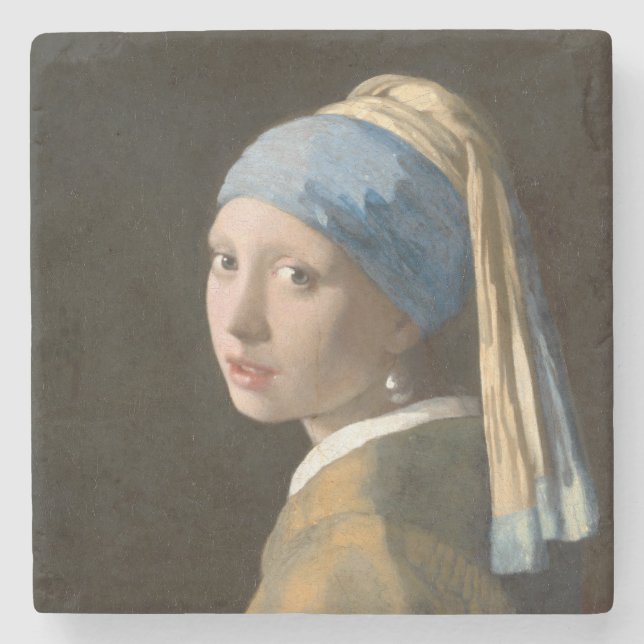 Flicka med Pearl Earring-Johannes Vermeer Art Stenunderlägg (Framsidan)