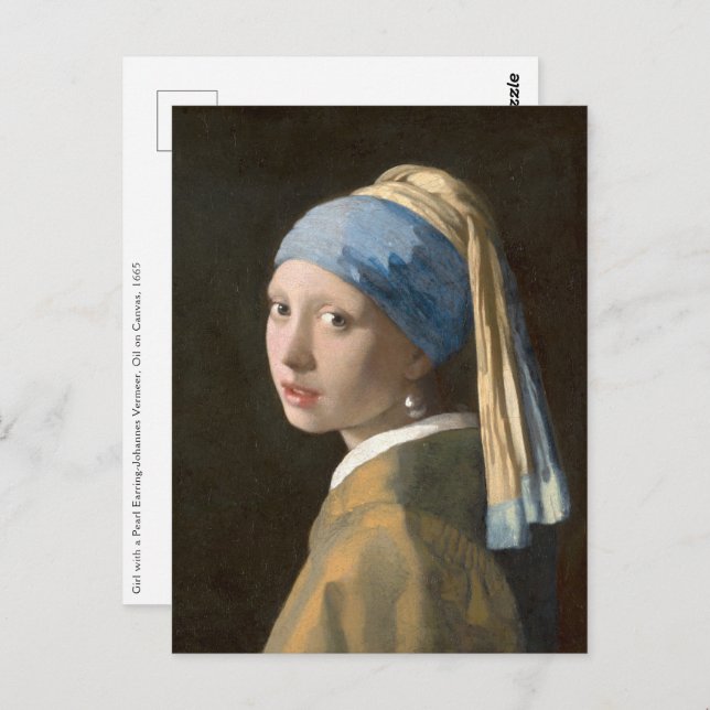 Flicka med Pearl Earring-Johannes Vermeer Art Vykort (Fram/baksida)